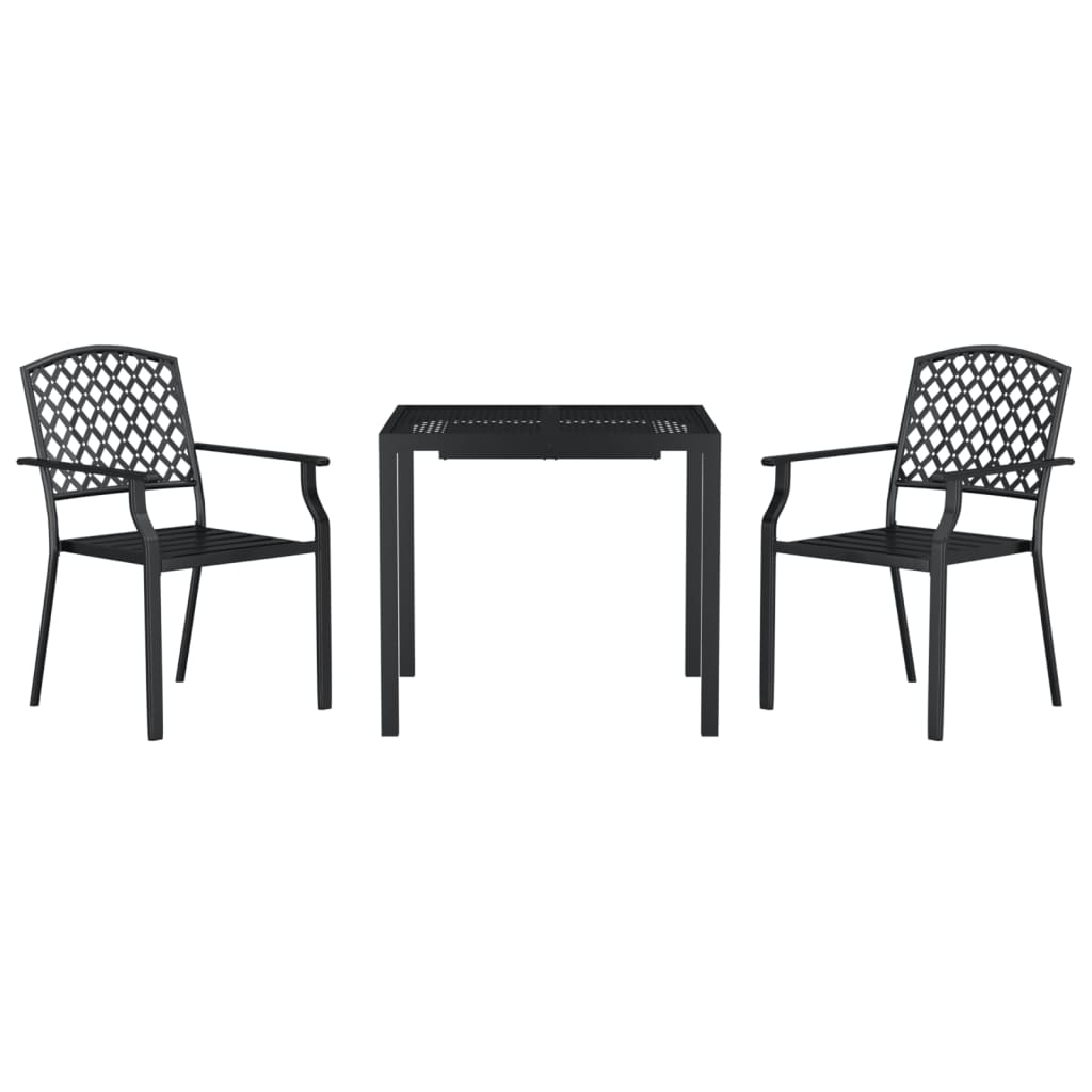 Set da Pranzo da Giardino 3 pz in Acciaio Antracite