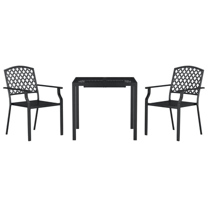 Set da Pranzo da Giardino 3 pz in Acciaio Antracite