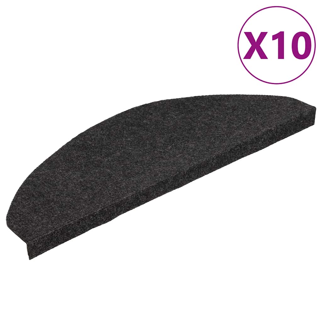 Tappetini Autoadesivi per Scale 10pz Neri 65x22,5x3,5 cm