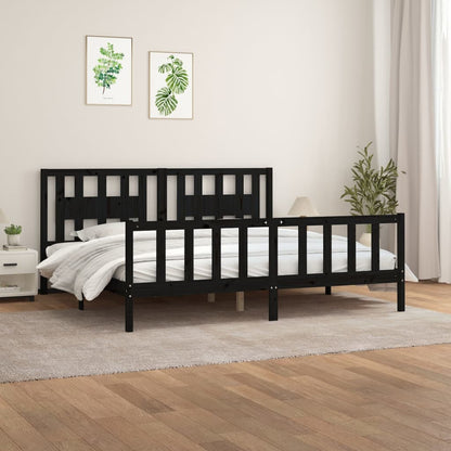 Giroletto con Testiera Nero in Legno 180x200 cm Super King