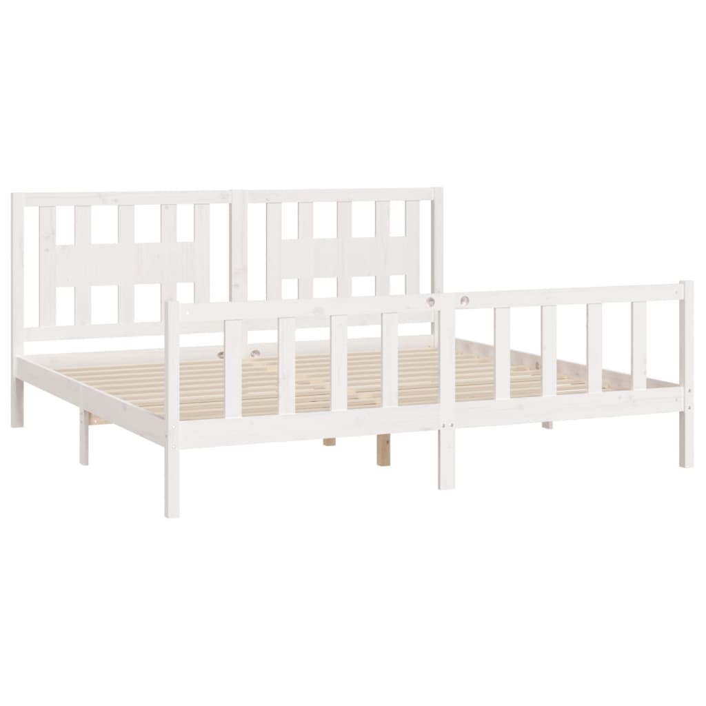 Giroletto con Testiera Bianco Legno Massello di Pino 200x200 cm