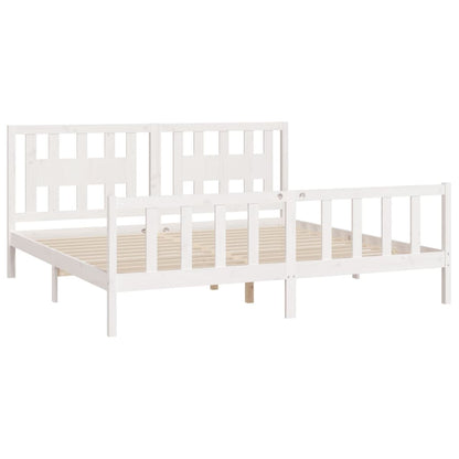 Giroletto con Testiera Bianco Legno Massello di Pino 200x200 cm