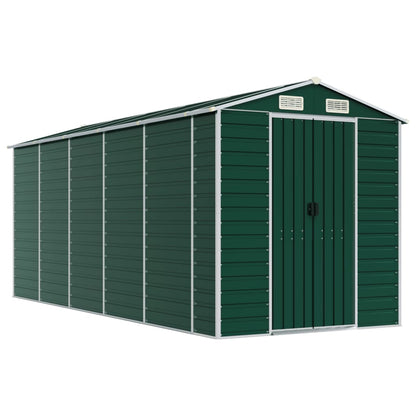 Capanno da Giardino Verde 191x470x198 cm in Acciaio Zincato