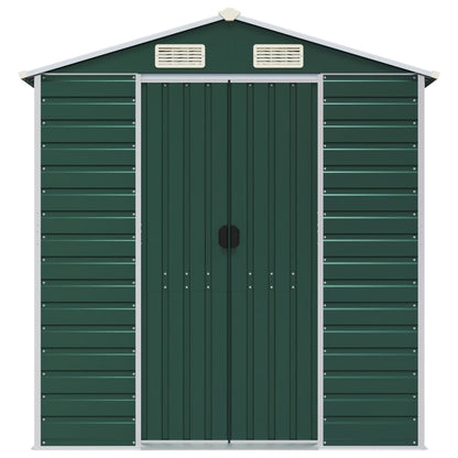 Capanno da Giardino Verde 191x470x198 cm in Acciaio Zincato