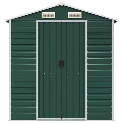 Capanno da Giardino Verde 191x555x198 cm in Acciaio Zincato