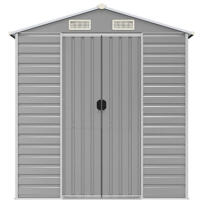 Capanno da Giardino Grigio Chiaro 191x385x198cm Acciaio Zincato