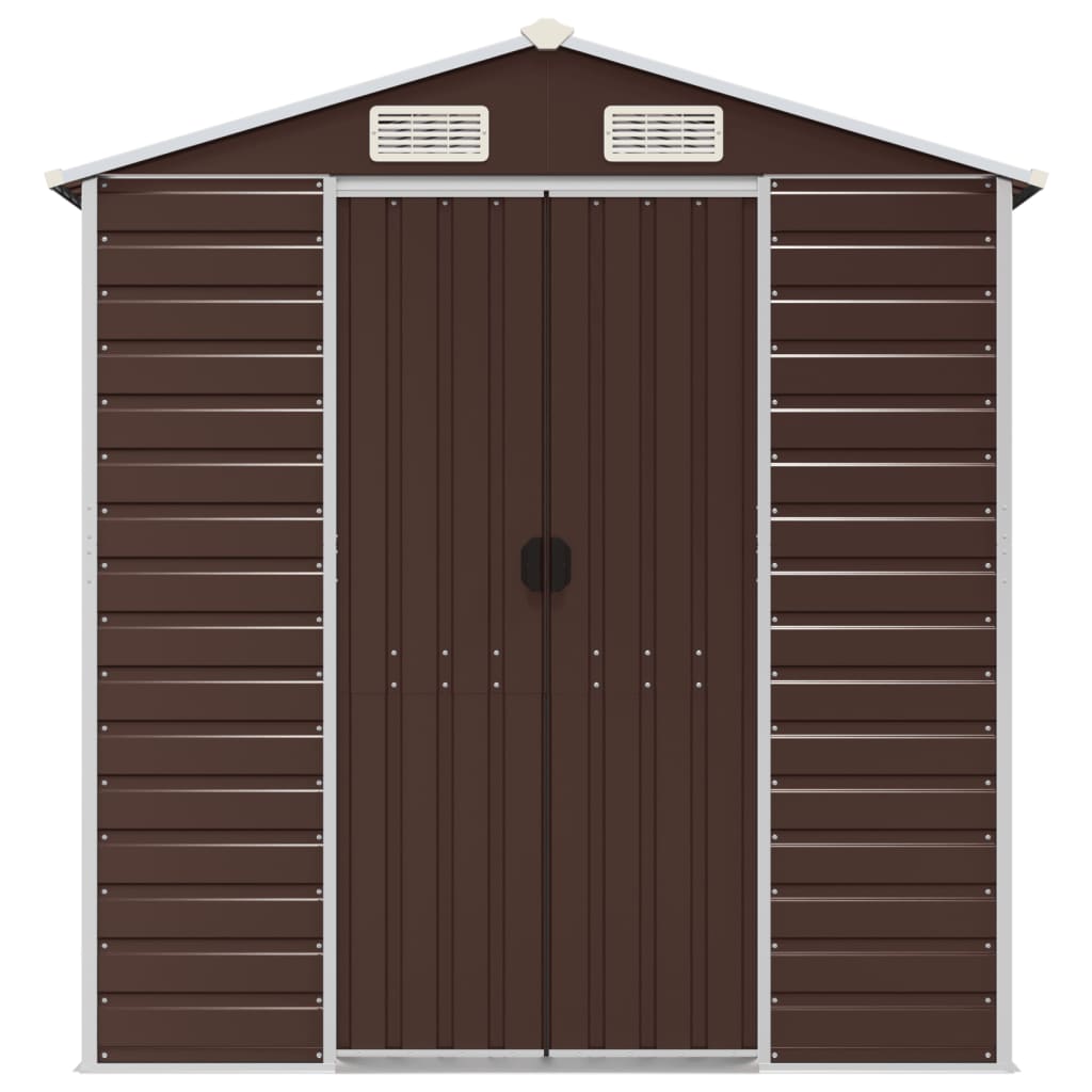 Capanno da Giardino Marrone 191x640x198 cm in Acciaio Zincato