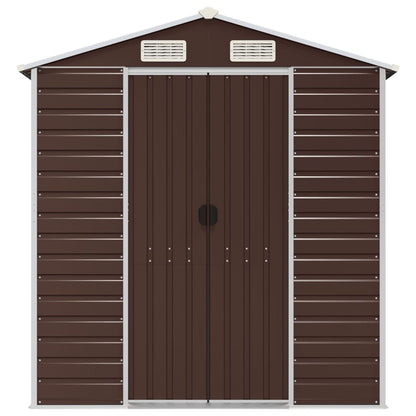 Capanno da Giardino Marrone 191x640x198 cm in Acciaio Zincato