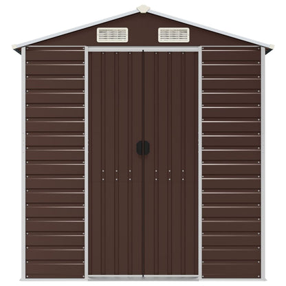 Capanno da Giardino Marrone 191x895x198 cm in Acciaio Zincato