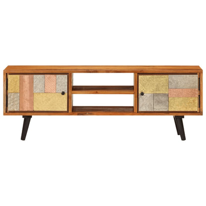 Mobile TV con Ante 112x30x40cm Legno Massello Acacia e Metallo