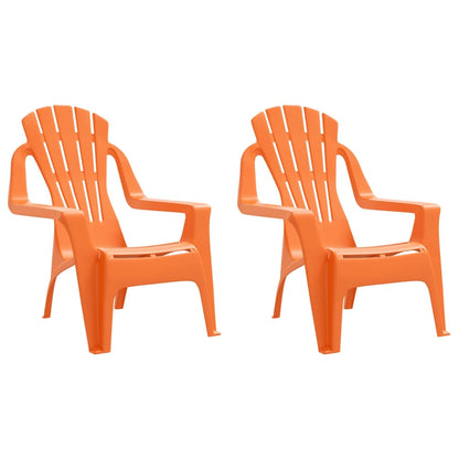Sedie Giardino 2pz Bambini Arancioni 37x34x44 PP Aspetto Legno