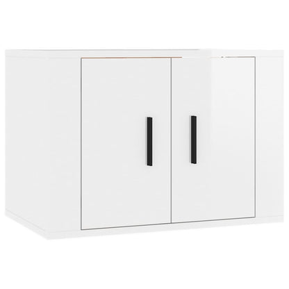 Mobili Porta TV a Parete 2 pz Bianco Lucido 57x34,5x40 cm