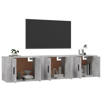 Mobili Porta TV a Parete 3 pz Grigio Cemento 57x34,5x40 cm