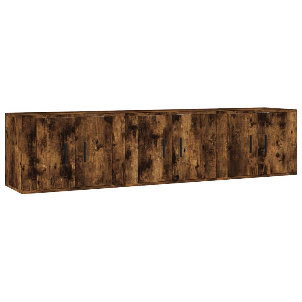 Mobili Porta TV a Parete 3 pz Rovere Fumo 57x34,5x40 cm