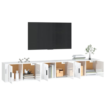 Mobili Porta TV a Parete 3 pz Bianco Lucido 80x34,5x40 cm