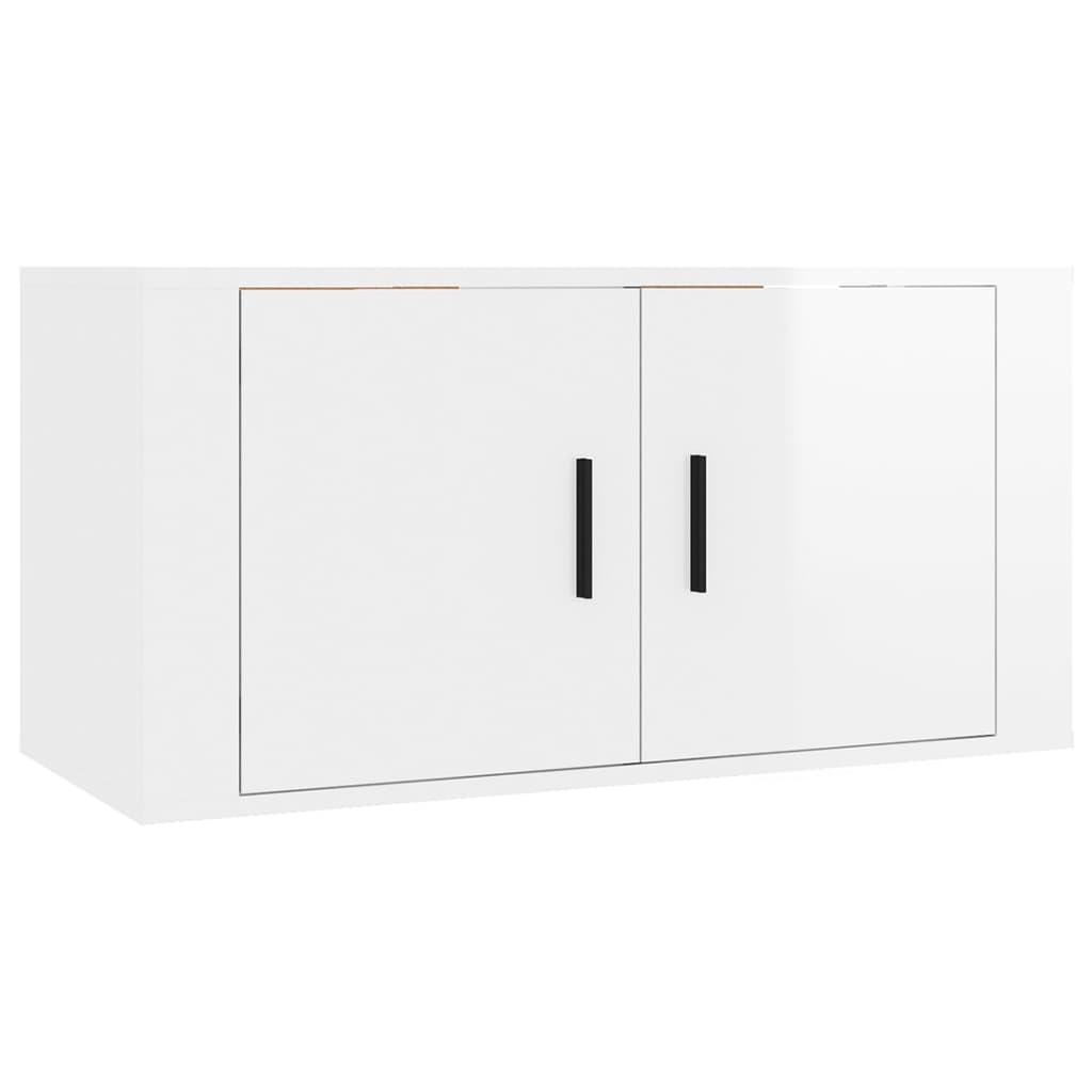 Mobili Porta TV a Parete 3 pz Bianco Lucido 80x34,5x40 cm