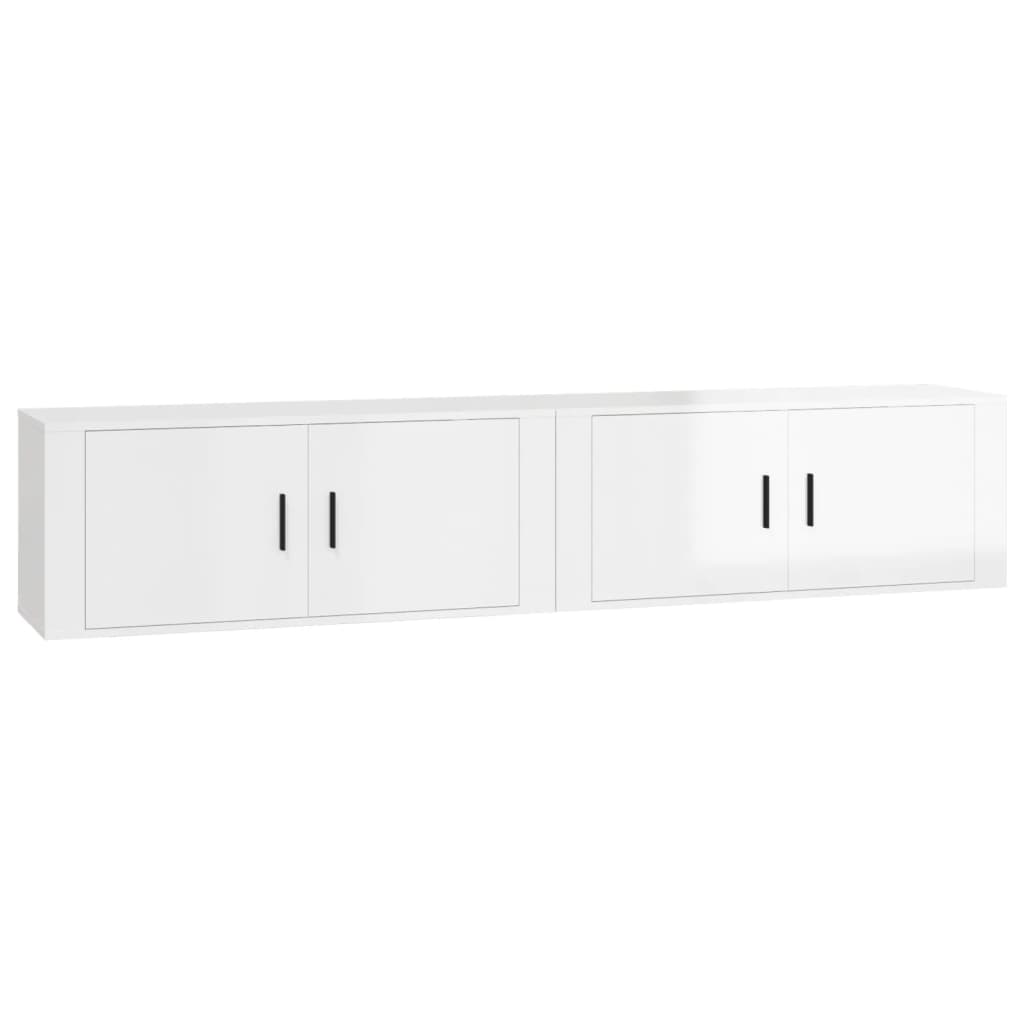 Mobili Porta TV a Parete 2 pz Bianco Lucido 100x34,5x40 cm
