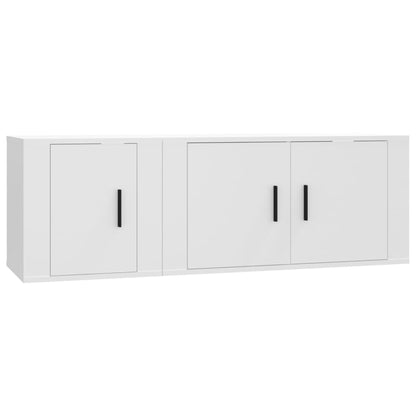 Set di Mobili Porta TV 2 pz Bianco in Legno Multistrato
