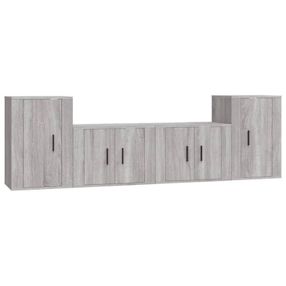 Set di Mobili Porta TV 4 pz Grigio Sonoma in Legno Multistrato