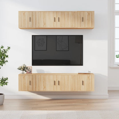 Set di Mobili Porta TV 6 pz Rovere Sonoma in Legno Multistrato