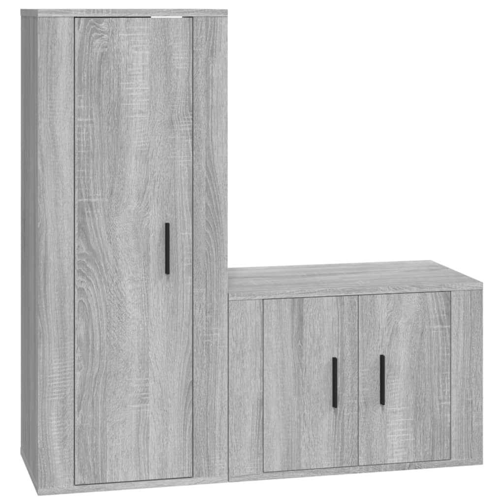 Set Mobili Porta TV 2 pz Grigio Sonoma in Legno Multistrato