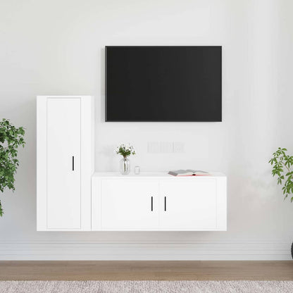 Set di Mobili Porta TV 2 pz Bianco in Legno Multistrato
