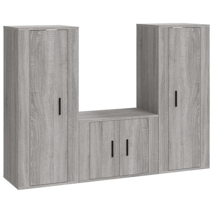 Set Mobili Porta TV 3 pz Grigio Sonoma in Legno Multistrato