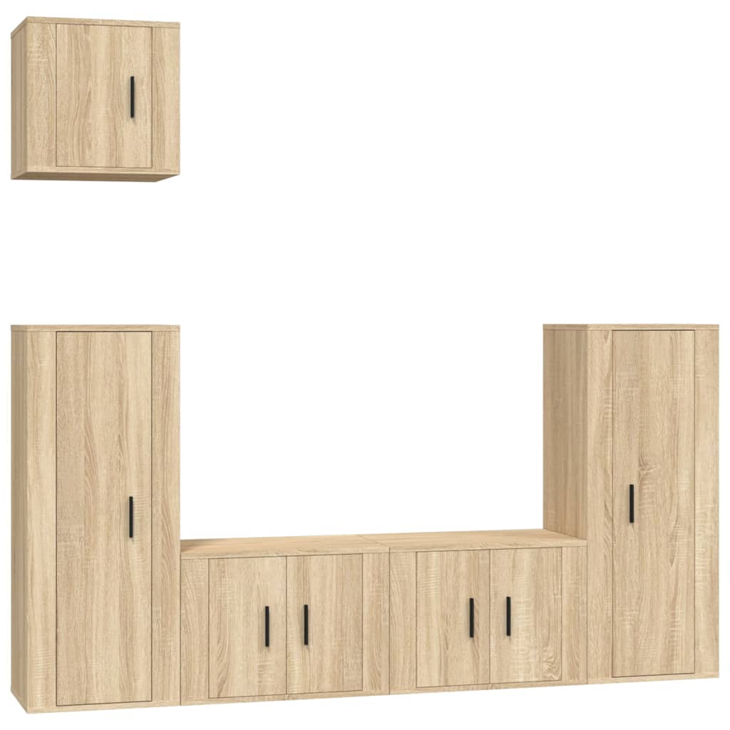 Set di Mobili Porta TV 5 pz Rovere Sonoma in Legno Multistrato