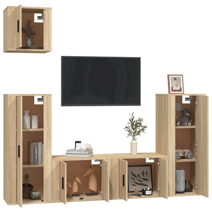 Set di Mobili Porta TV 5 pz Rovere Sonoma in Legno Multistrato