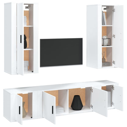 Set di Mobili Porta TV 5 pz Bianco in Legno Multistrato