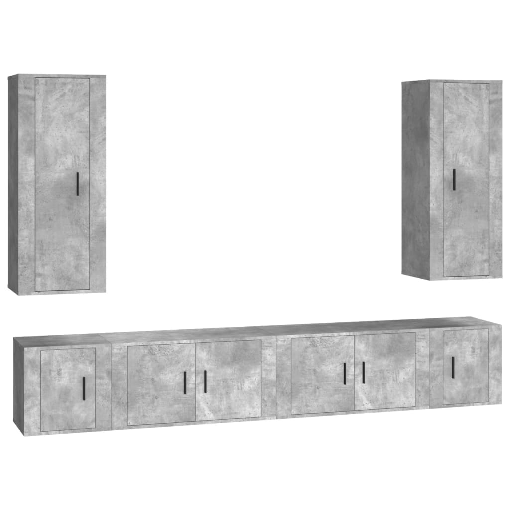 Set di Mobili Porta TV 6 pz Grigio Cemento in Legno Multistrato