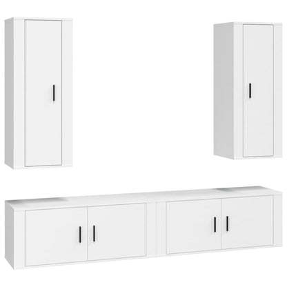 Set di Mobili Porta TV 4 pz Bianco in Legno Multistrato