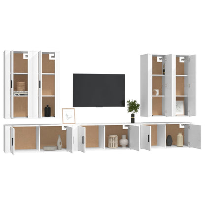Set di Mobili Porta TV 7 pz Bianco in Legno Multistrato