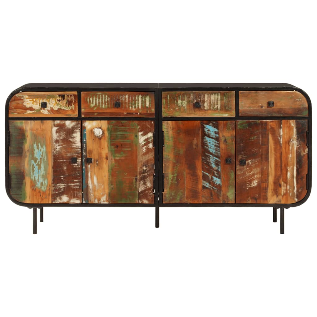 Credenza 140x35x70 cm in Legno Massello di Recupero e Metallo