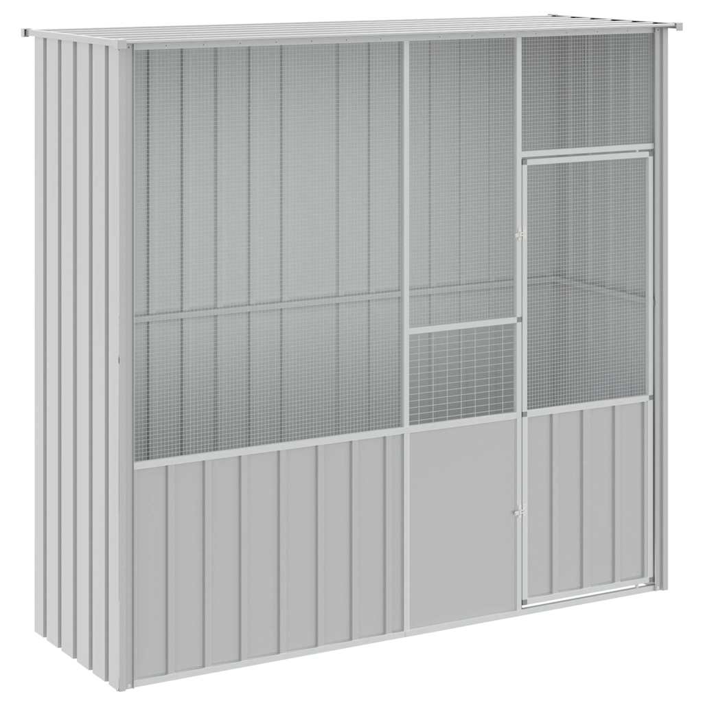 Gabbia per Uccelli Grigia 215x78x200 cm in Acciaio Zincato
