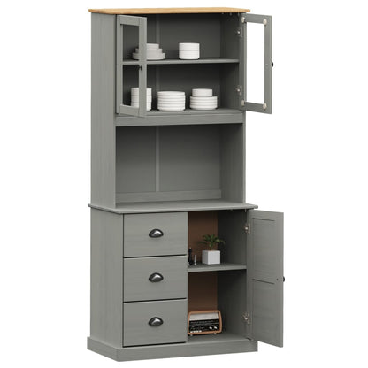 Credenza VIGO Grigia 78x40x175 cm in Legno Massello di Pino