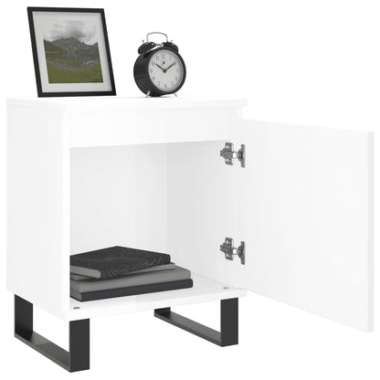 Comodini 2 pz Bianco Lucido 40x30x50 cm in Legno Multistrato
