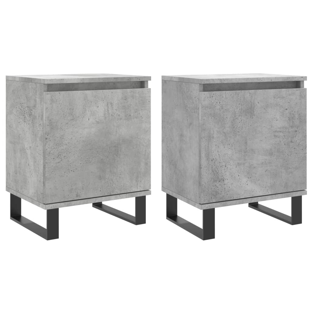 Comodini 2 pz Grigio Cemento 40x30x50 cm in Legno Multistrato