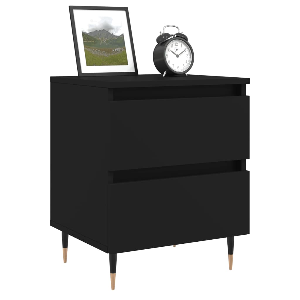 Comodini 2pz Neri 40x35x50 cm in Legno Multistrato