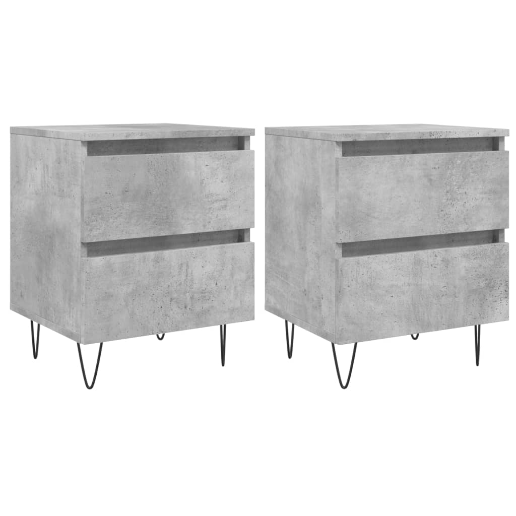 Comodini 2pz Grigio Cemento 40x35x50 cm in Legno Multistrato