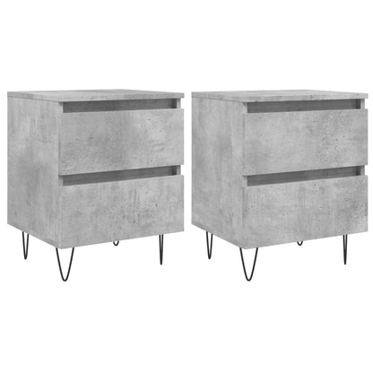 Comodini 2pz Grigio Cemento 40x35x50 cm in Legno Multistrato