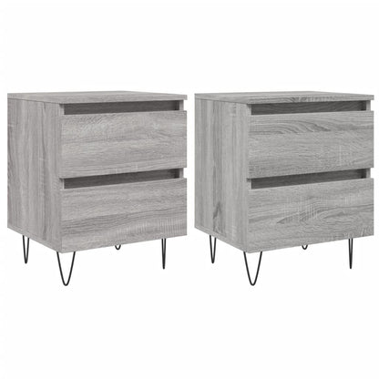 Comodini 2pz Grigio Sonoma 40x35x50 cm in Legno Multistrato