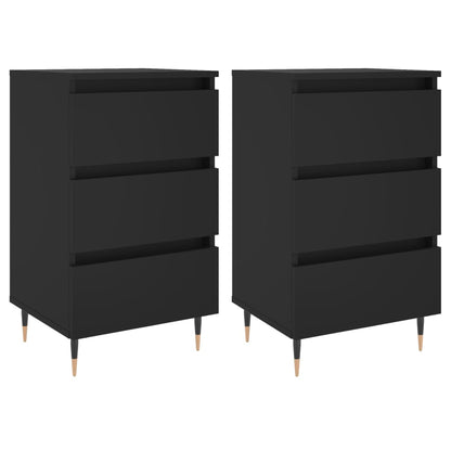 Comodini 2 pz Neri 40x35x69 cm in Legno Multistrato