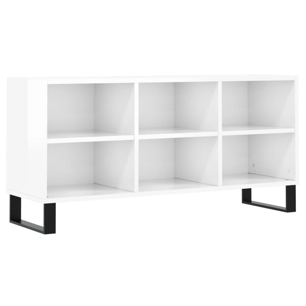 Mobile Porta TV Bianco Lucido 103,5x30x50 cm Legno Multistrato