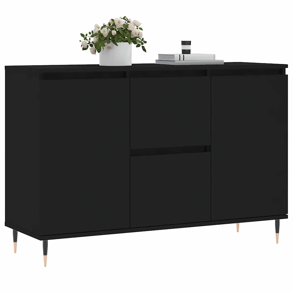 Credenza Nera 101,5x35x70 cm in Legno Multistrato