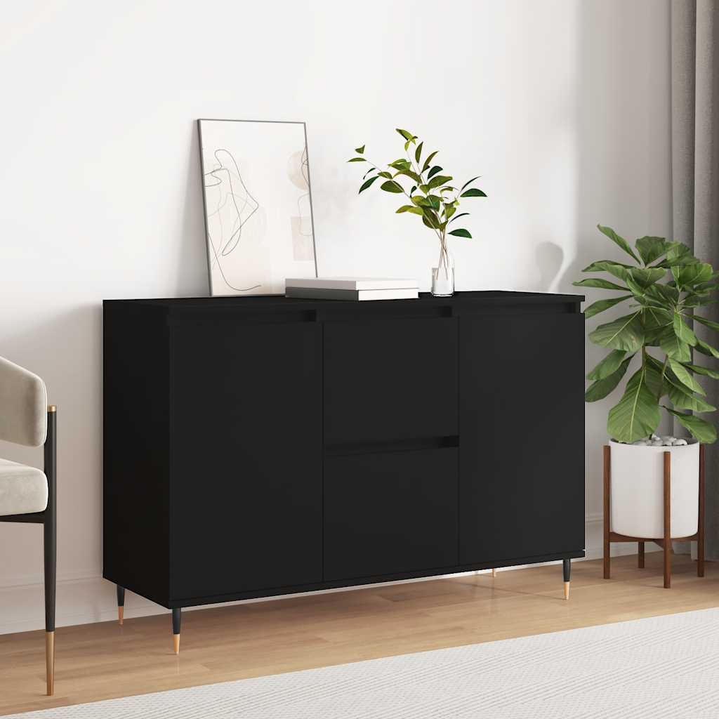 Credenza Nera 101,5x35x70 cm in Legno Multistrato