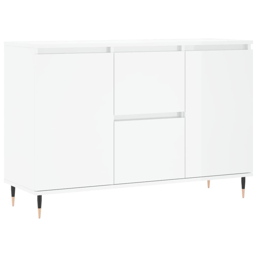 Credenza Bianco Lucido 104x35x70 cm in Legno Multistrato