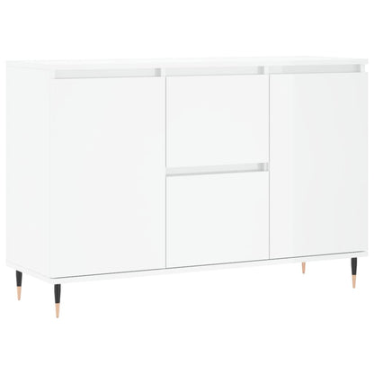 Credenza Bianco Lucido 104x35x70 cm in Legno Multistrato