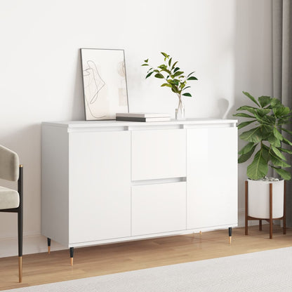 Credenza Bianco Lucido 104x35x70 cm in Legno Multistrato
