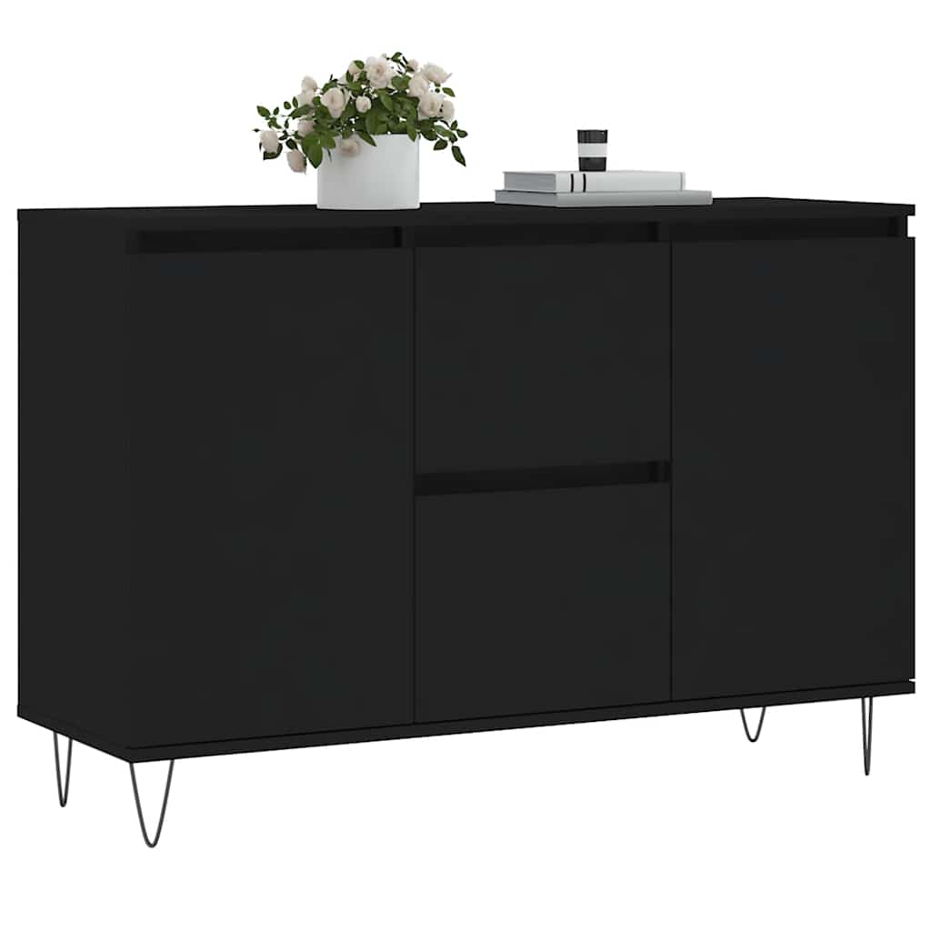 Credenza Nera 101,5x35x70 cm in Legno Multistrato
